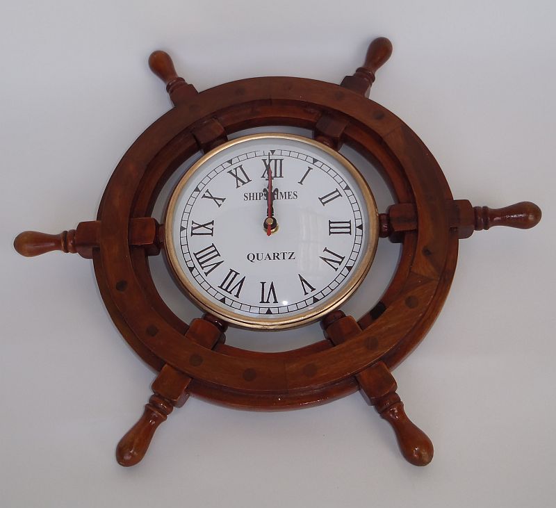Nautical Wooden Wheel Clock - Ocean Drysuits